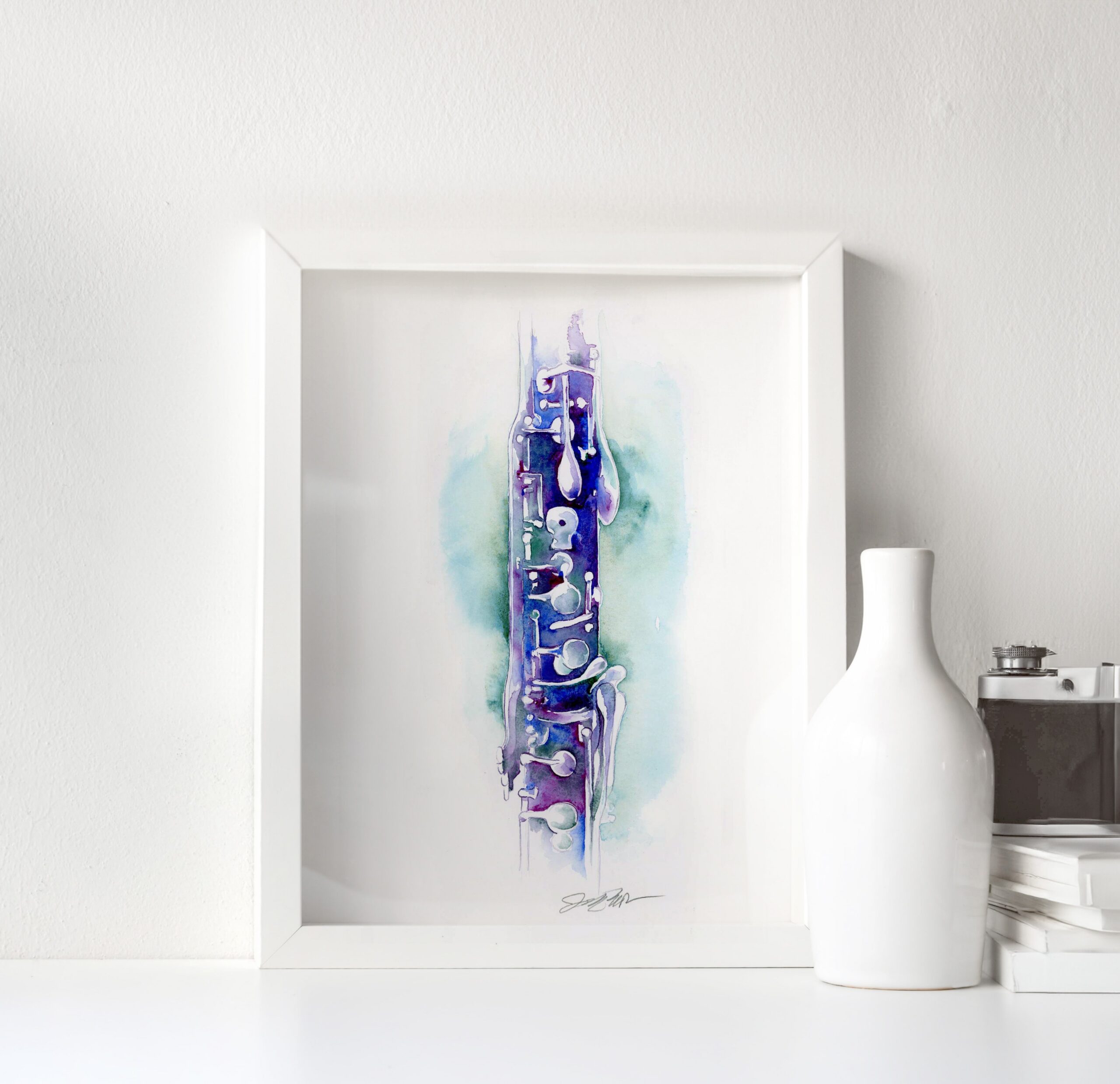 Eb Alto Clarinet in Blue Watercolor by Jamie Hansen