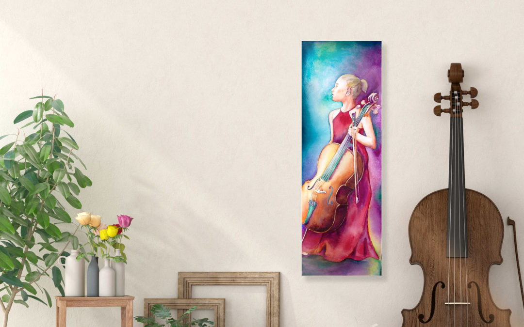 painting of a girl with a cello