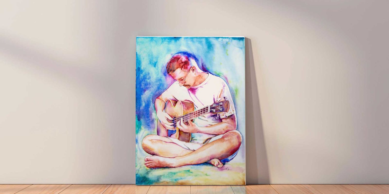 paining of Chris Hansen with a guitar