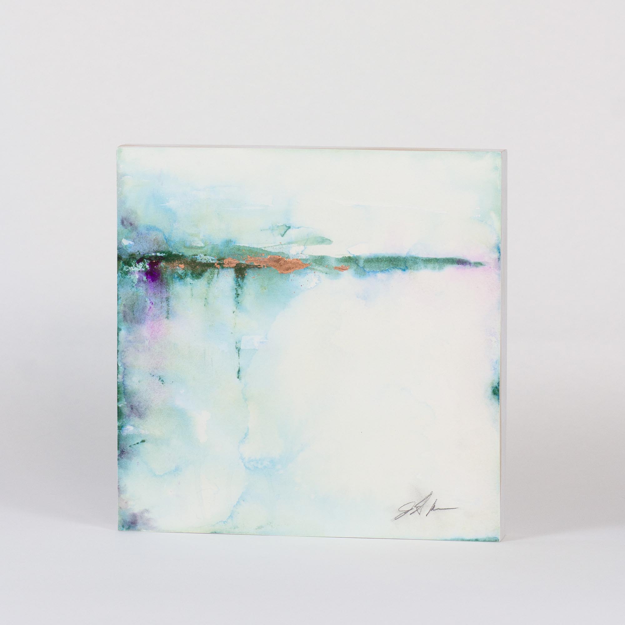 Frost One abstract painting with copper by Jamie Hansen