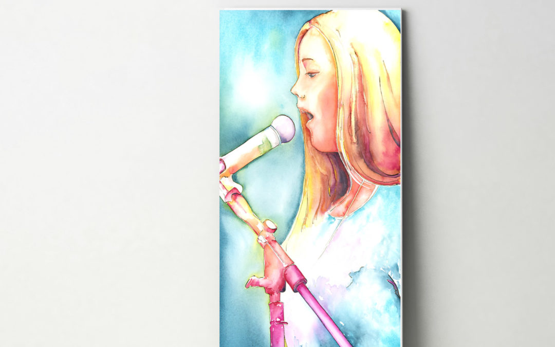 painting of a girl singing