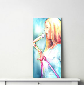 painting of a girl singing