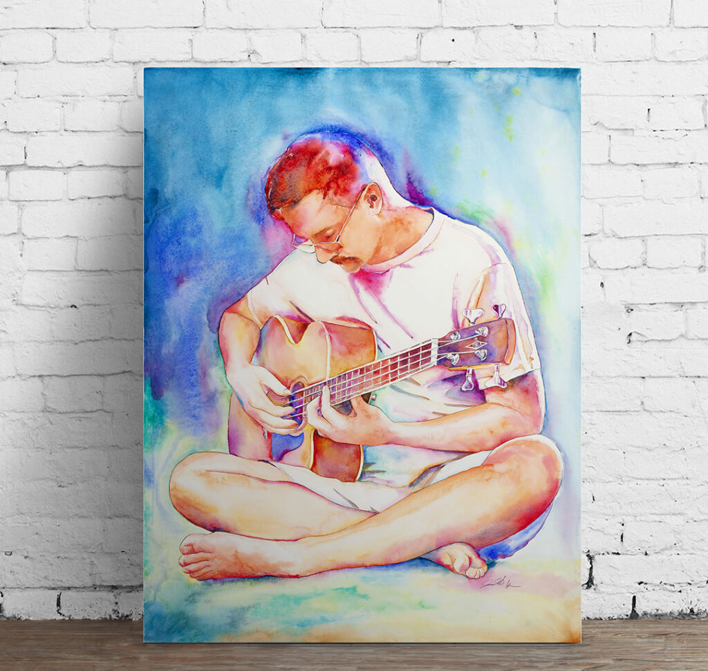 This is Chris painting of bass guitar player