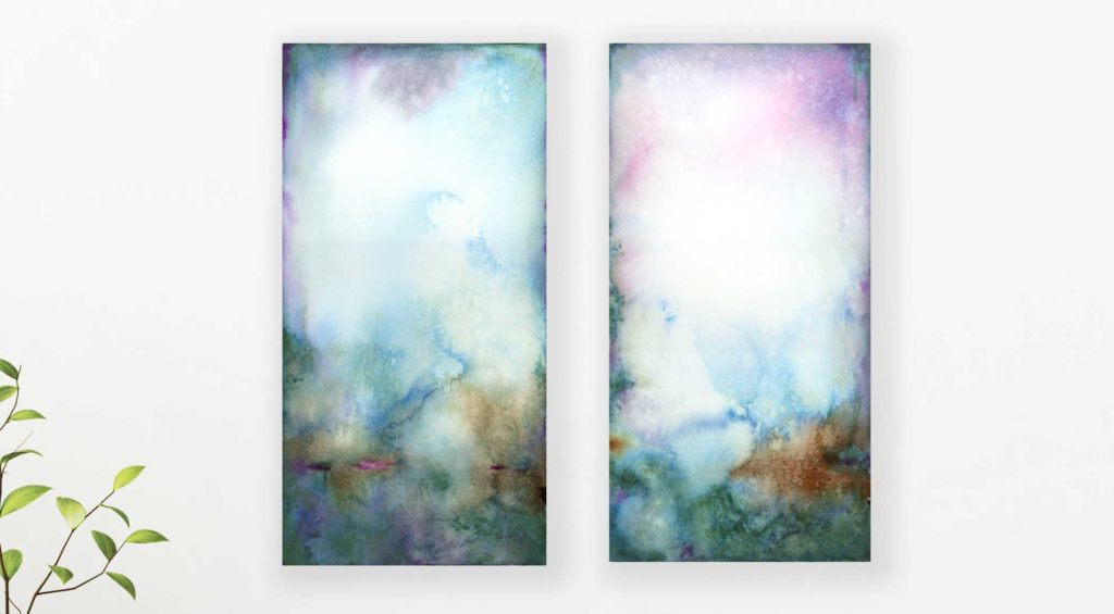 Two abstract paintings, tundra by Jamie Hansen